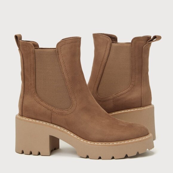 DV by DOLCE VITA 'Tobias' Truffle Faux Suede Chelsea Ankle Boots Booties Shoes - Picture 5 of 13